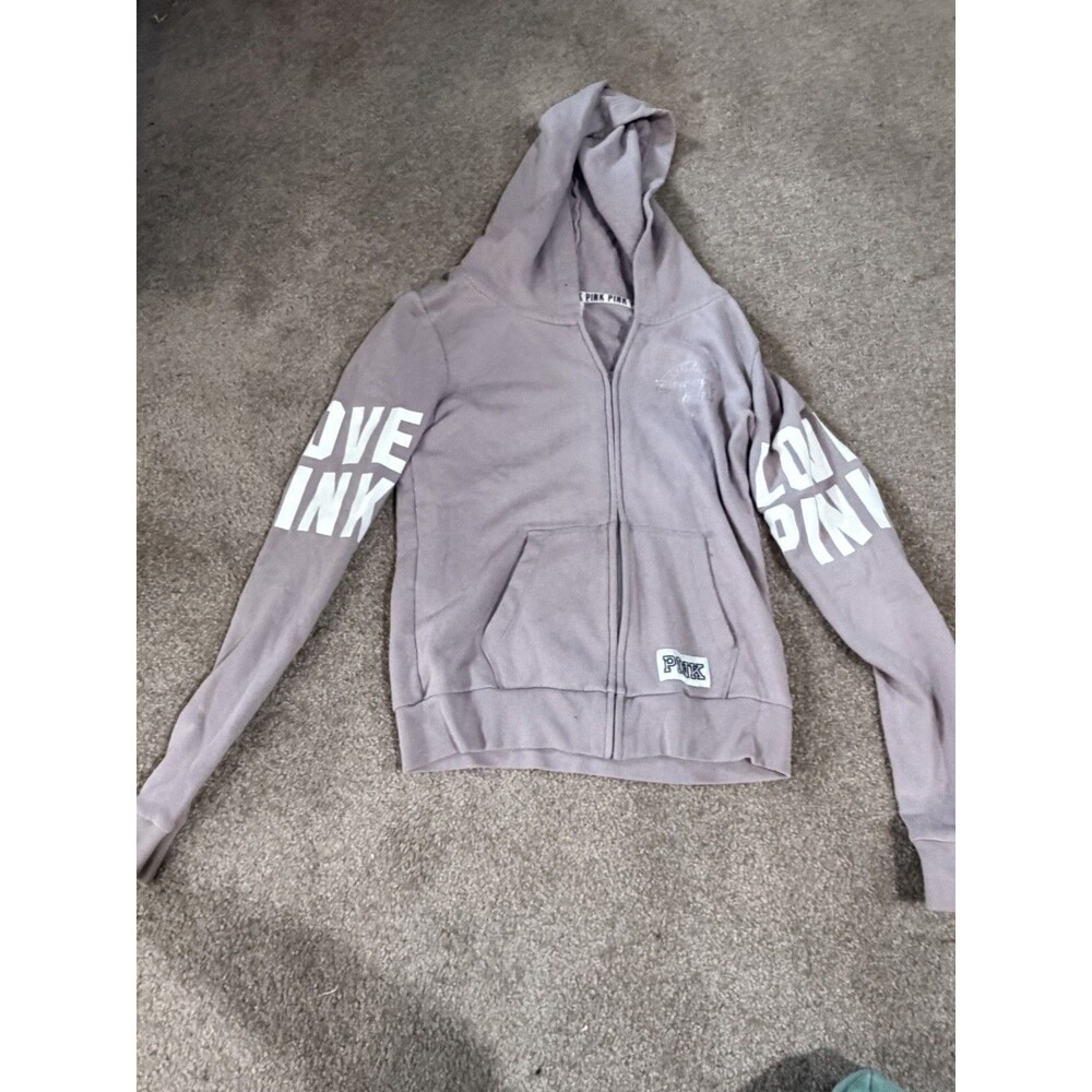 Victorias Secret PINK Light Mauve Full Zip Womens Y2K 2010’S Hoodie Size Small
